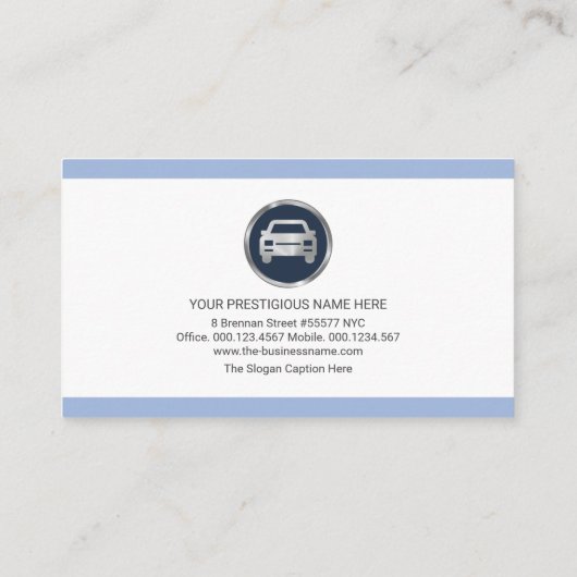 Eenvoudige minimale blauwe rand automatisch detail visitekaartje (Achterkant)