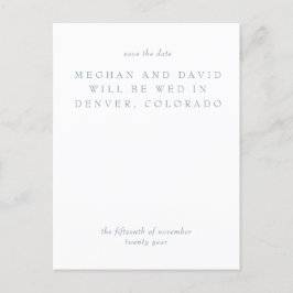 Eenvoudige minimale blauwe standaard opslagdatum aankondigingskaart