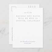 Eenvoudige minimale blauwe standaard opslagdatum aankondigingskaart (Voorkant / Achterkant)