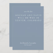 Eenvoudige minimale blauwe standaard opslagdatum save the date (Voorkant / Achterkant)