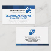 Eenvoudige minimale blauwe strepes-elektrische ser visitekaartje (Voorkant / Achterkant)