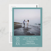 Eenvoudige minimale Blauwgroen bruiloft waarop de  Briefkaart (Voorkant / Achterkant)