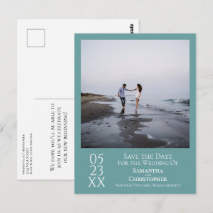 Eenvoudige minimale Blauwgroen bruiloft waarop de  Briefkaart
