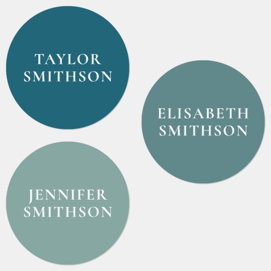 Eenvoudige minimale Blauwgroen, persoonlijke, blau Labels (Groep)