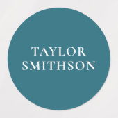 Eenvoudige minimale Blauwgroen, persoonlijke, blau Labels (Design 1)