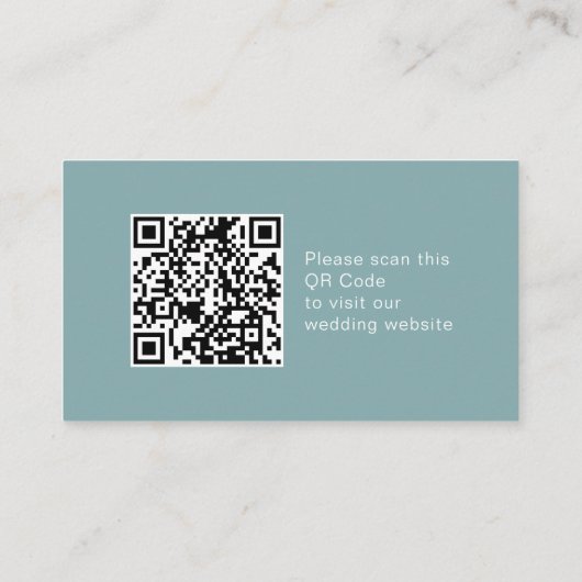 Eenvoudige minimale blauwgroen QR Code online RSVP Informatiekaartje (Achterkant)