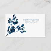 Eenvoudige minimale bloemen blauw en wit vrouwelij visitekaartje (Voorkant)