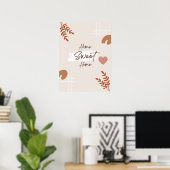Eenvoudige minimale Boho Art Leaf Heart Home Sweet Poster (Thuiskantoor)