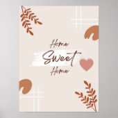 Eenvoudige minimale Boho Art Leaf Heart Home Sweet Poster (Voorkant)