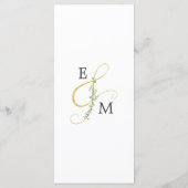 Eenvoudige minimale botanische eucalyptus bruiloft menu (Achterkant)