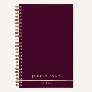 Eenvoudige Minimale Bourgondiër Wijn & Gouden Glan Notitieboek
