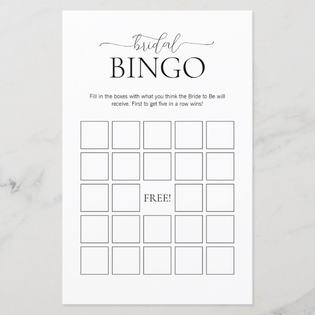 Eenvoudige minimale bridal Bingo Vrijgezellenfeest (Voorkant)