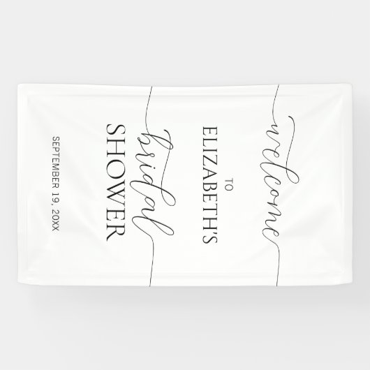 Eenvoudige minimale bruidsdouche-welkomscriptie spandoek (Horizontaal)