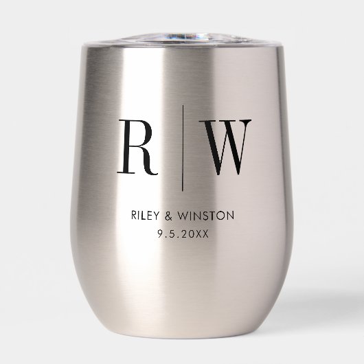 Eenvoudige Minimale Bruiloft Monogram Datum Custom (Voorkant)