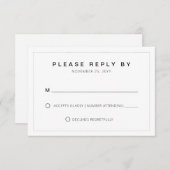 Eenvoudige minimale bruiloft typografie dunne gren RSVP kaartje (Voorkant / Achterkant)