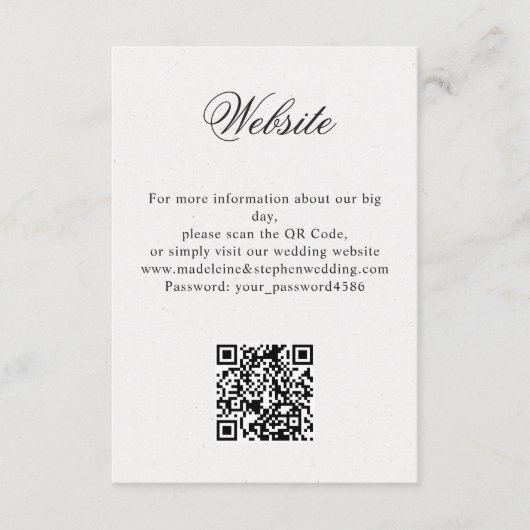 Eenvoudige minimale bruiloft website online RSVP Q Informatiekaartje