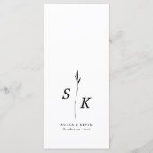 Eenvoudige minimale chique elegantie blad monogram menu (Achterkant)