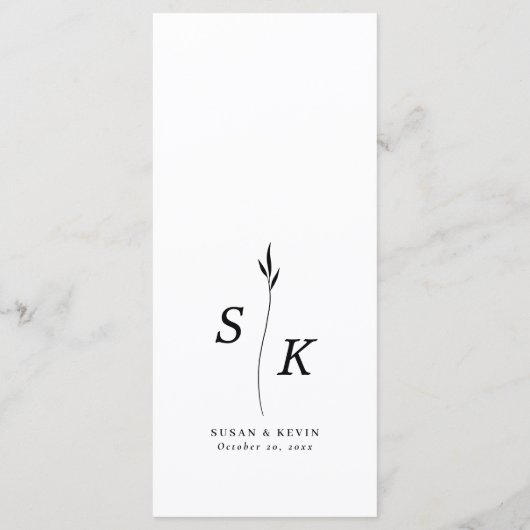 Eenvoudige minimale chique elegantie blad monogram menu (Achterkant)