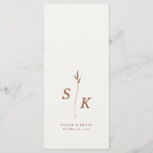 Eenvoudige minimale chique elegantie blad monogram menu (Achterkant)