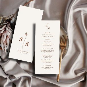 Eenvoudige minimale chique elegantie blad monogram menu