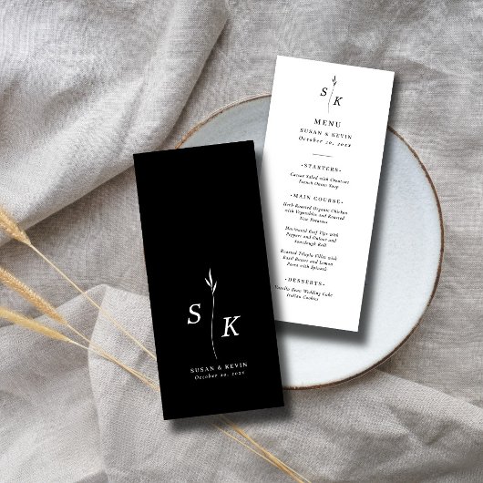 Eenvoudige minimale chique elegantie blad monogram menu
