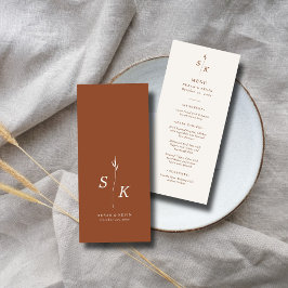 Eenvoudige minimale chique elegantie blad monogram menu