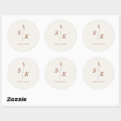Eenvoudige minimale chique elegantie blad monogram ronde sticker (Vel)