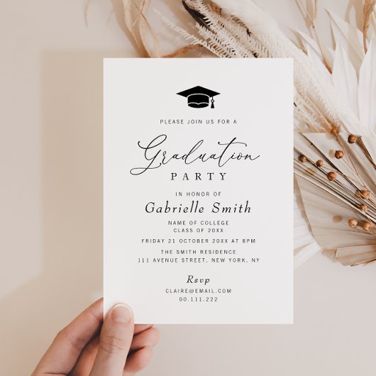 Eenvoudige minimale college afstuderen partij kaart