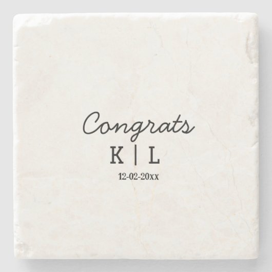 Eenvoudige minimale congraties voegen de datum van stenen onderzetter (Voorkant)