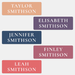 Eenvoudige minimale Coral Navy Blue Custom Name Sc Labels