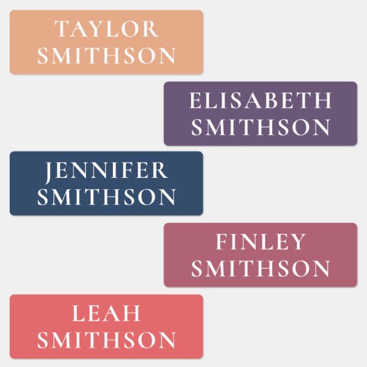 Eenvoudige minimale Coral Navy Blue Custom Name Sc Labels (Groep)