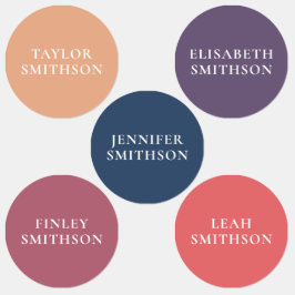 Eenvoudige minimale Coral Navy Blue Custom Name Sc Labels