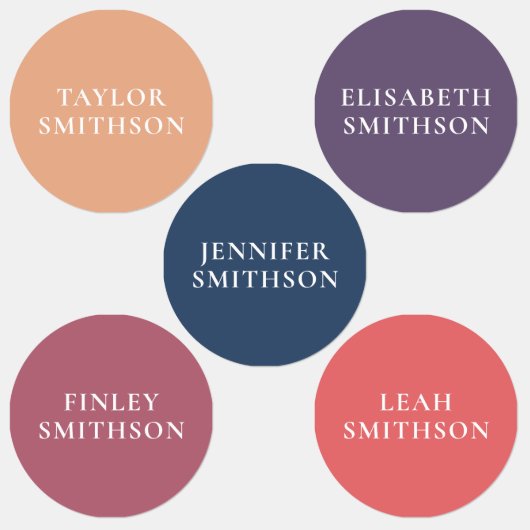 Eenvoudige minimale Coral Navy Blue Custom Name Sc Labels (Groep)