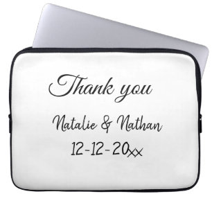 Eenvoudige minimale dank je wel koppel naam tekst laptop sleeve