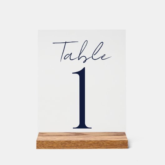 Eenvoudige minimale donkerblauwe tekst bruiloft acryl bord (Voorkant)