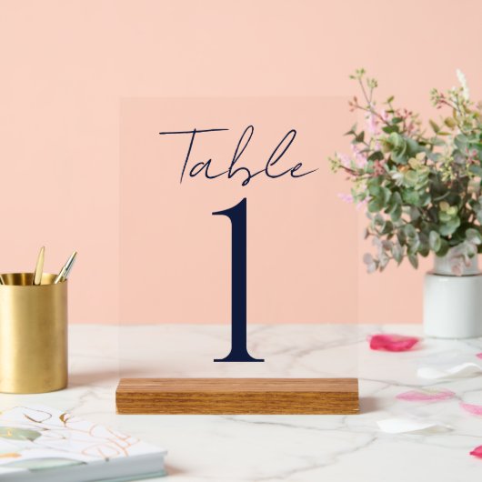 Eenvoudige minimale donkerblauwe tekst bruiloft acryl bord (Huwelijk)