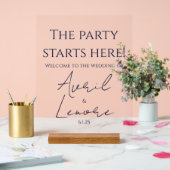 Eenvoudige minimale donkerblauwe tekst bruiloft acryl bord (Huwelijk)