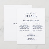 Eenvoudige minimale ecru-bruiloftsgegevens informatiekaartje (Voorkant / Achterkant)