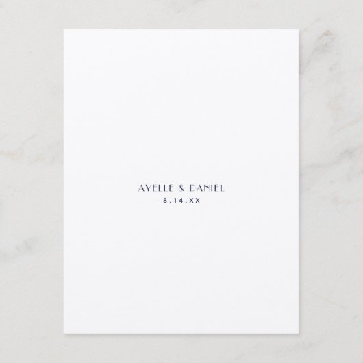 Eenvoudige minimale ecru-bruiloftsgegevens informatiekaartje (Achterkant)