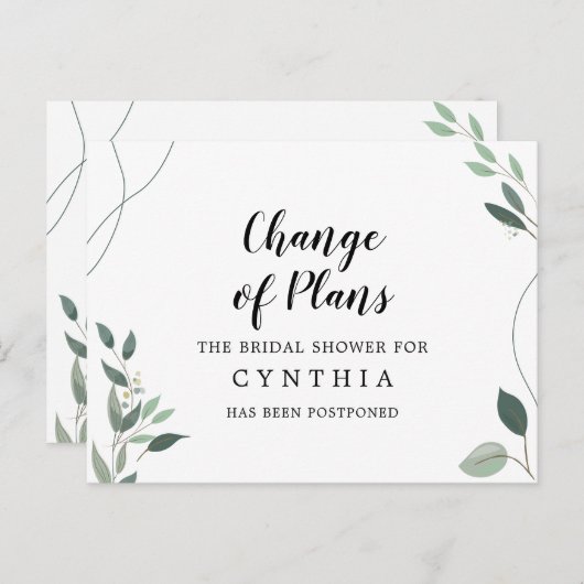 Eenvoudige minimale elegant Eucalyptus Postpond Briefkaart (Voorkant / Achterkant)