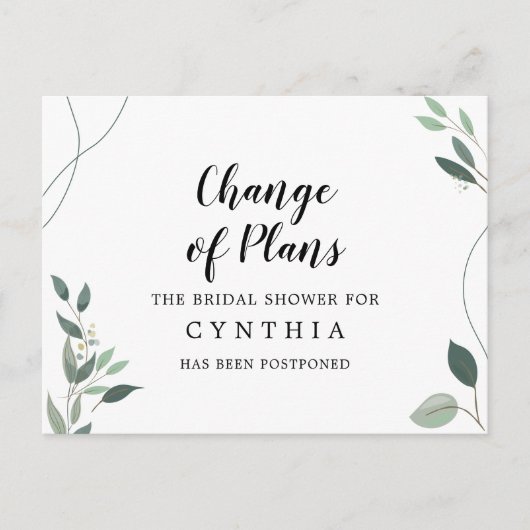 Eenvoudige minimale elegant Eucalyptus Postpond Briefkaart (Voorkant)