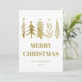 Eenvoudige minimale Elegant Gold-kerstbomen Feestdagenkaart (Staand voorkant)