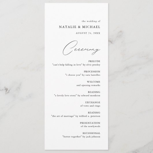 Eenvoudige minimale Elegant-katholieke bruiloft-ce Programmakaart (Voorkant)
