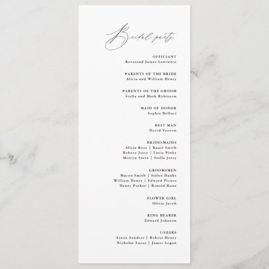 Eenvoudige minimale Elegant-katholieke bruiloft-ce Programmakaart (Achterkant)