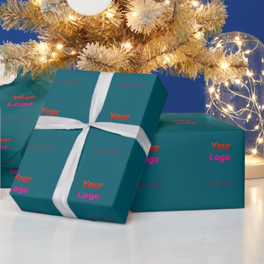 Eenvoudige minimale elegante aangepaste logo hier cadeaupapier (Feestdagen)