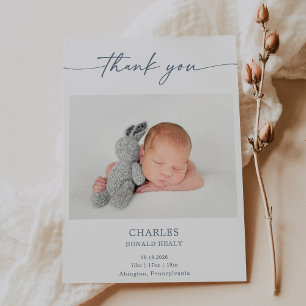 Eenvoudige Minimale Elegante Baby Foto Bedankkaart Kaart