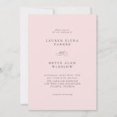 Eenvoudige minimale elegante blush roze bruiloft kaart (Voorkant)