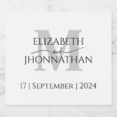 Eenvoudige minimale elegante bruiloft chique grijs sparkling wijnetiket (Enkel label)