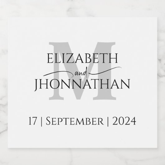 Eenvoudige minimale elegante bruiloft chique grijs sparkling wijnetiket (Enkel label)