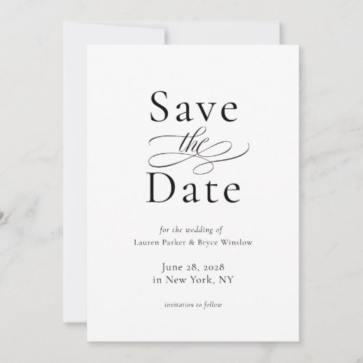Eenvoudige minimale elegante bruiloft Save the Dat Kaart (Voorkant)